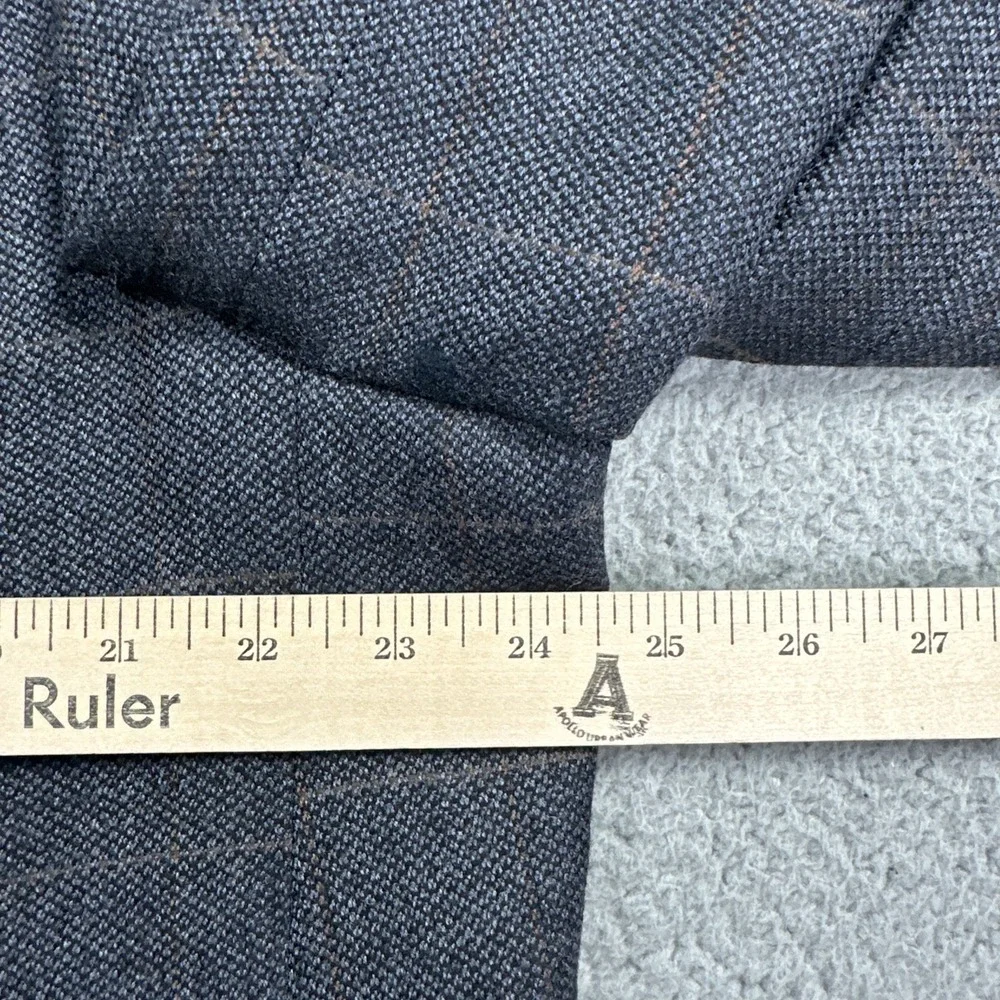 Botany 500 Allan Blazer Men 46L Blue‎ Windowpane Plaid Lambswool Sport Coat